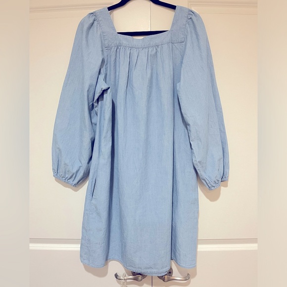 J.Crew NWOT square neck, organic cotton shift dress with pockets size large - Picture 6 of 9